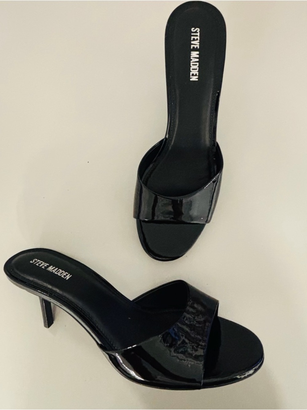 Steve Madden Kendrix black leather women’s mule heel, women’s size US 9 / UK 7